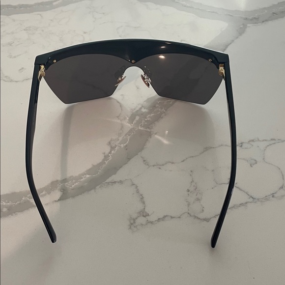 Saint Laurent Black and Silver Shield Sunglasses - Picture 8 of 13
